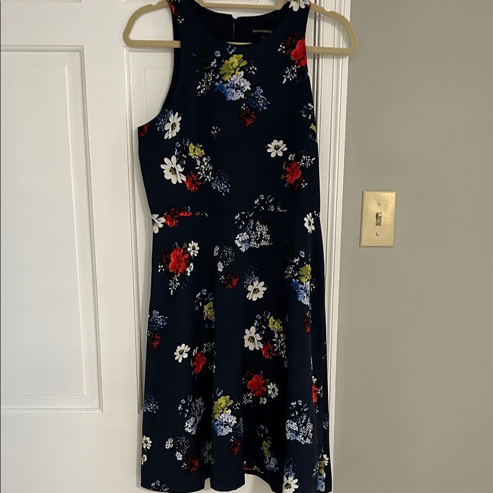 Fit & Flare Dress with Red and White Blooms